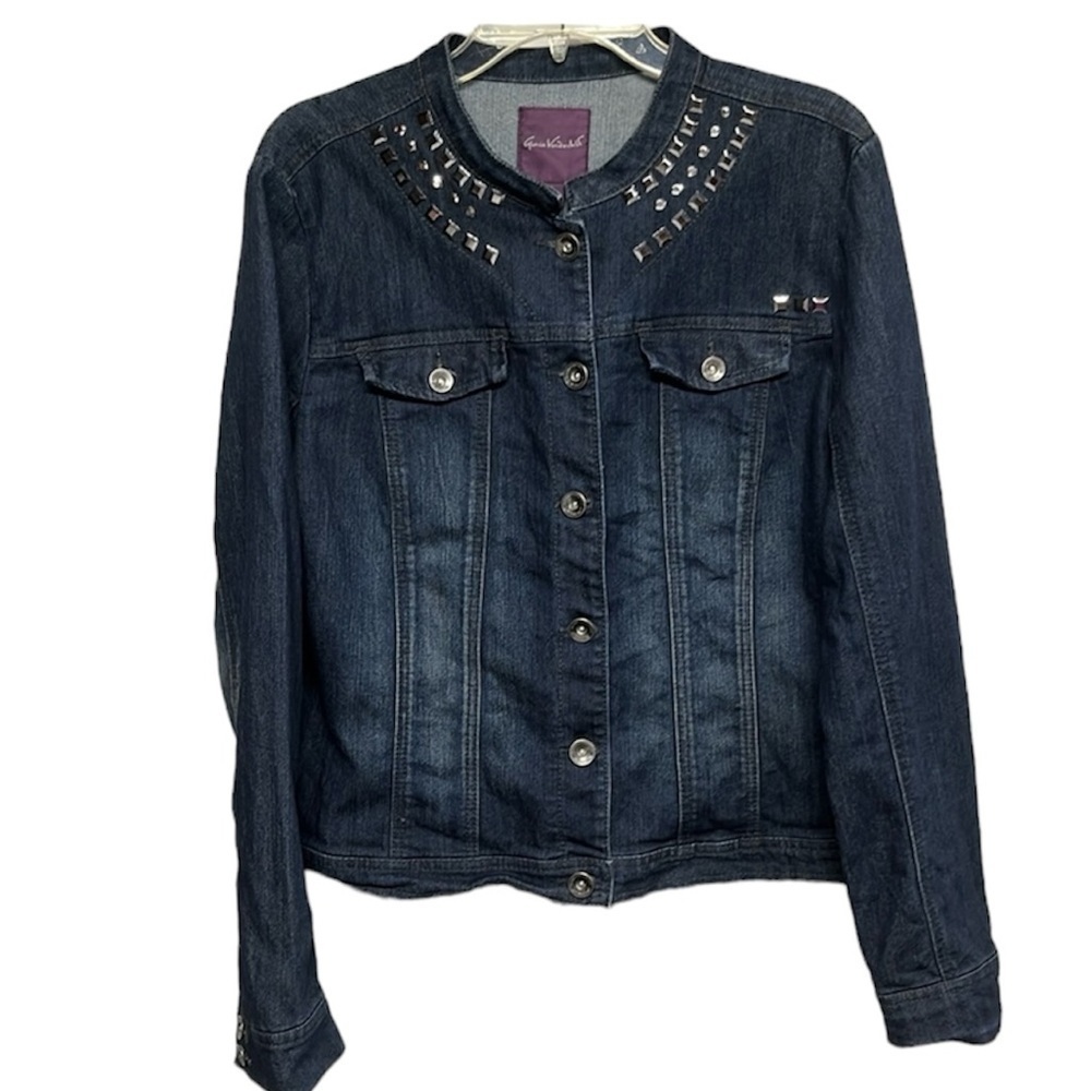 Gloria Vanderbilt Studded Denim Jacket Size Large